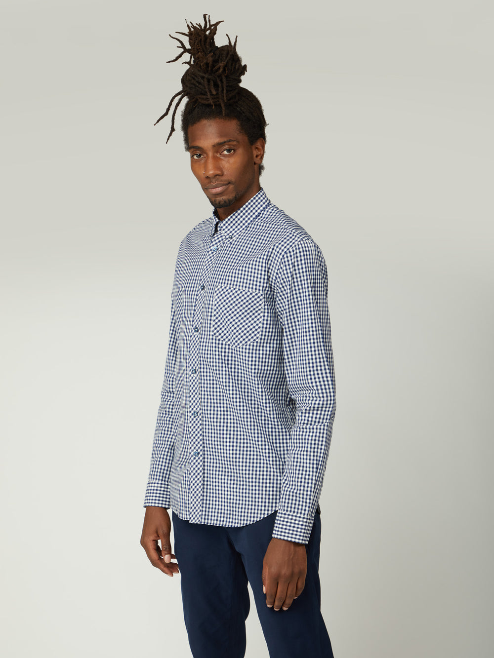 Chemises Ben Sherman Signature Long-Sleeve Gingham Bleu Foncé | TKJ-48070237